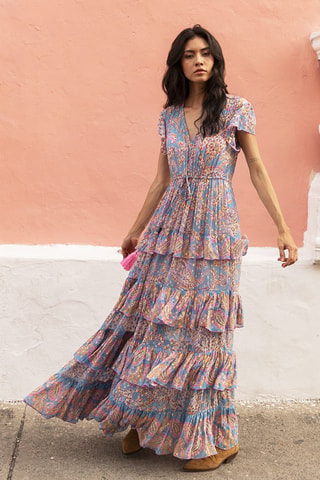 Robe longue Colombian Dreams - Bleu