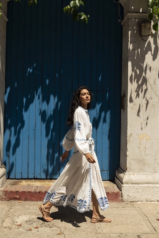 Robe longue Colombian Dreams - Bleu
