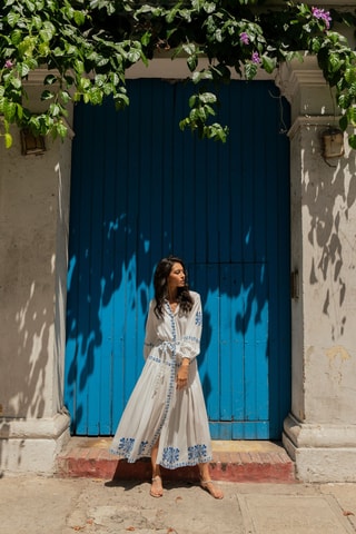 Robe longue Colombian Dreams - Bleu