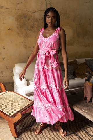 Robe longue Colombian Dreams - Rose