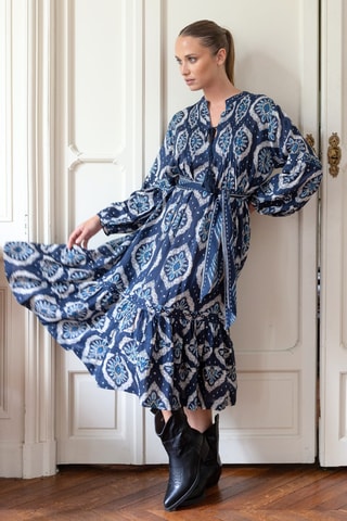 Robe longue Parisian Chic - Bleu marine