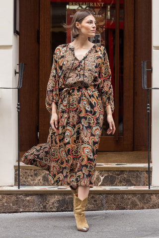 Robe longue Parisian Chic - Multicolore