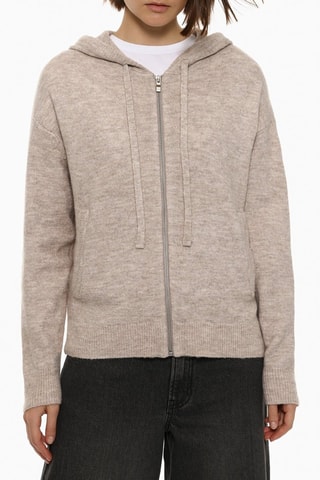 Cardigan con cappuccio - Beige melange