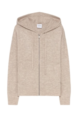 Cardigan con cappuccio - Beige melange