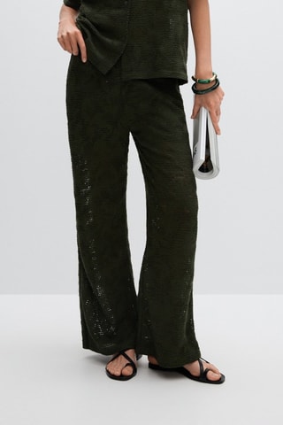 Pantaloni in pizzo a vita alta - Verde scuro