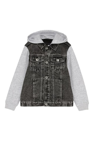 Veste bi-matière à capuche - Noir