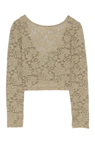 Crop top in pizzo - Kaki