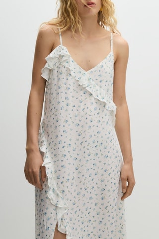 Robe droite - Blanc et bleu cobalt