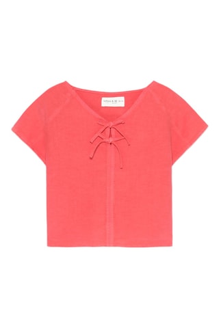 T-shirt in lino - Corallo