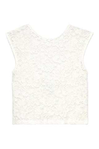 T-shirt cropped in pizzo - Bianco