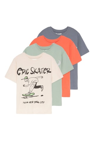 4 t-shirts - Ecru et orange