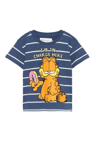 T-shirt Garfield - Bleu marine et orange