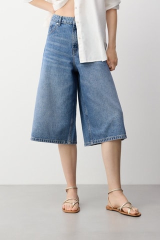 Bermudas vaqueras baggy - Azul grisáceo