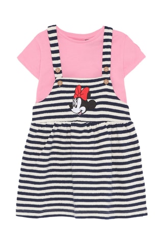 T-shirt et robe-salopette Minnie Disney - Rose et bleu marine