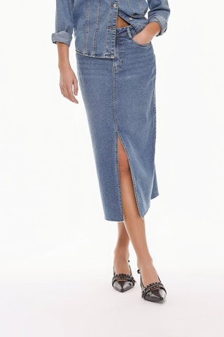 Jupe droite en jean - Bleu cobalt