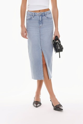 Gonna midi in jeans - Azzurro