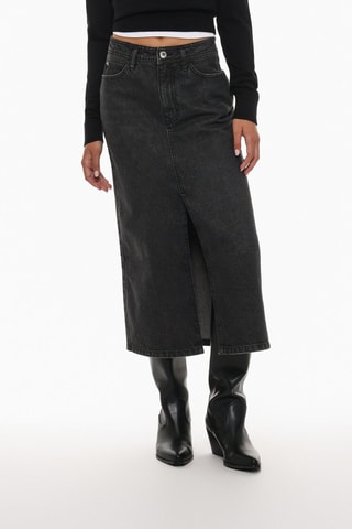 Jupe midi en jean - Noir