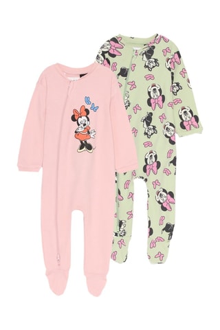 2 grenouillères Minnie et Figaro Disney - Rose et vert clair