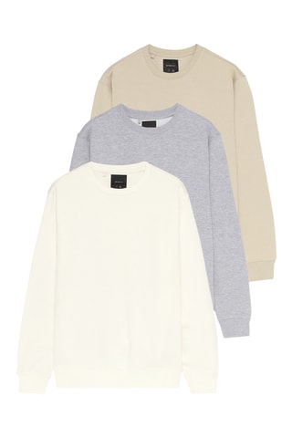 3 felpe - Ecrù e grigio chiaro melange