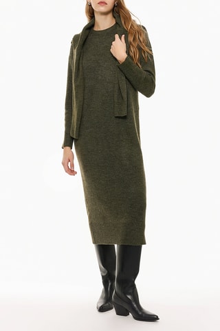 Robe pull et echarpe - Vert olive