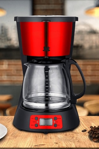 Cafetera - 1,5 l - 1000 W - Negro y rojo