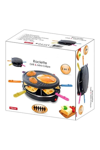 Raclette - grill - Crepera - 800 W - 6 personas