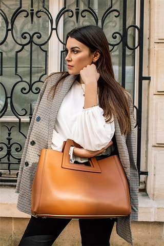 Sac à main en cuir et pochette Jane - Camel