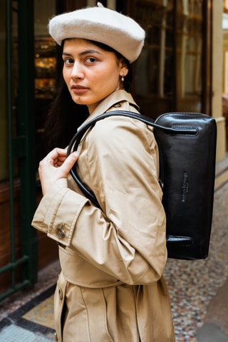 Sac porté épaule en cuir Anie - Noir