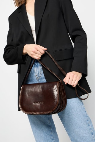 Sac bandoulière en cuir Lilly - Marron foncé