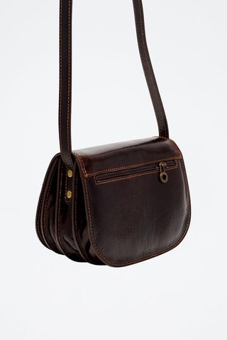 Sac bandoulière en cuir Lilly - Marron foncé