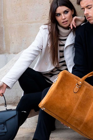 Sac bowling en cuir Week daim - Camel