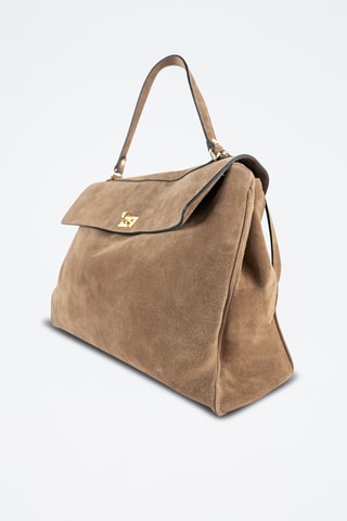 Sac porté épaule en nubuck  - Taupe