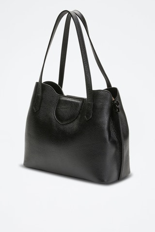 Sac porté épaule en cuir Rama - Noir, beige et marron
