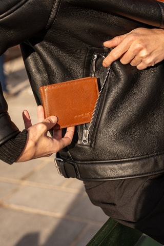 Portefeuille en cuir Henry - Marron