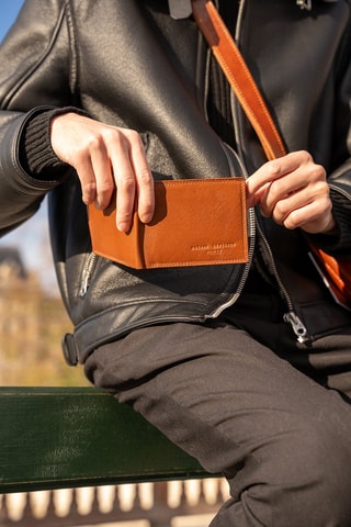 Portefeuille en cuir Henry - Marron