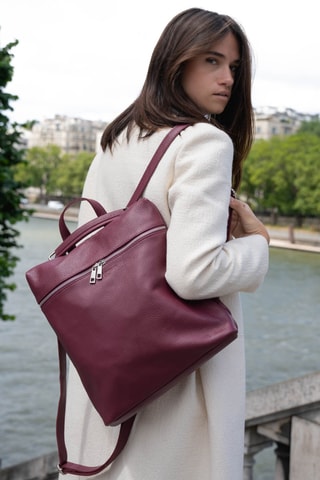 Sac à dos en cuir Livia - Bordeaux