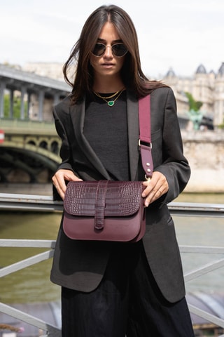 Sac bandoulière en cuir Monica - Bordeaux