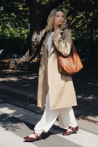 Sac porté épaule en cuir Vif - Camel