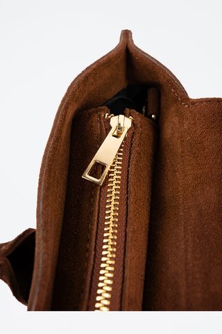 Sac porté épaule en nubuck  - Marron