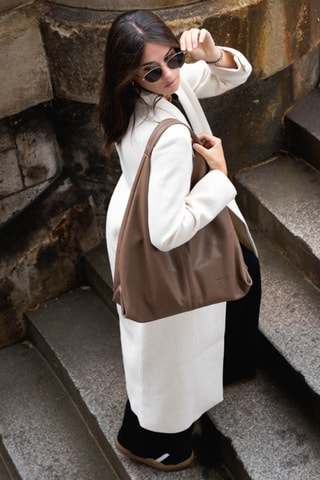 Cabas en cuir Perle - Taupe