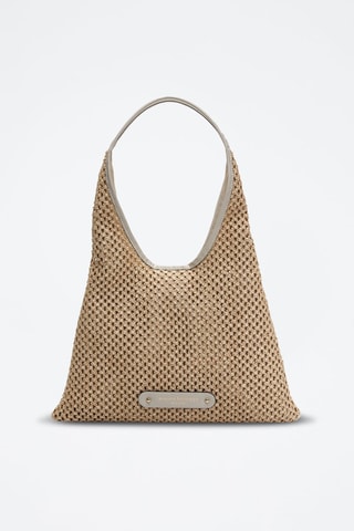 Sac porté épaule en paille et cuir Maldives - Beige