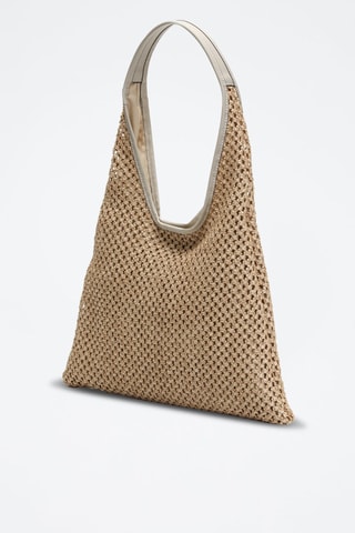 Sac porté épaule en paille et cuir Maldives - Beige