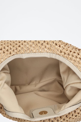 Sac porté épaule en paille et cuir Maldives - Beige