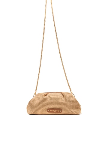 Sac bandoulière en cuir et osier rio - Camel