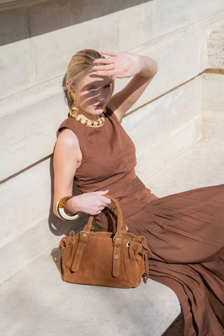 Sac à main en nubuck Petit Sunny - Camel