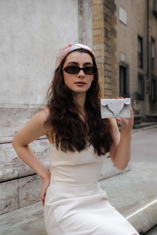 Porte-cartes en cuir Adela - Bleu