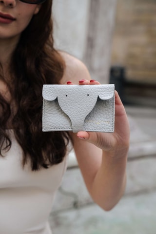 Porte-cartes en cuir Adela - Bleu