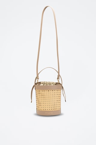 Sac seau en cuir et osier Grand Lucci - Taupe