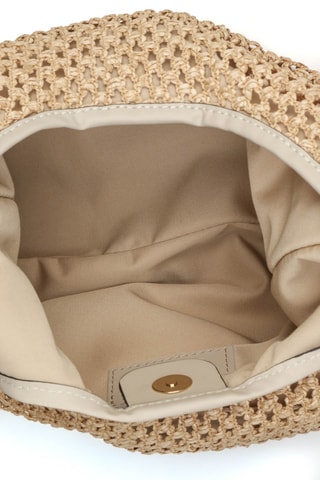 Sac à main en cuir et osier Maldives - Beige