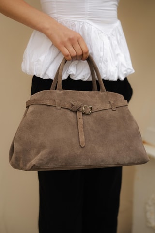 Sac à main en nubuck Sicilia - Taupe